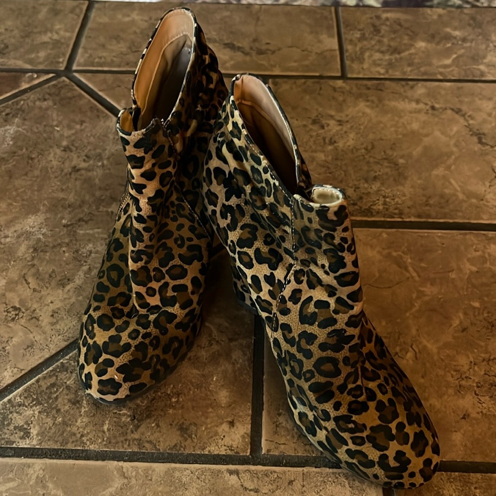 Leopard Faux Suede Wedge Boots